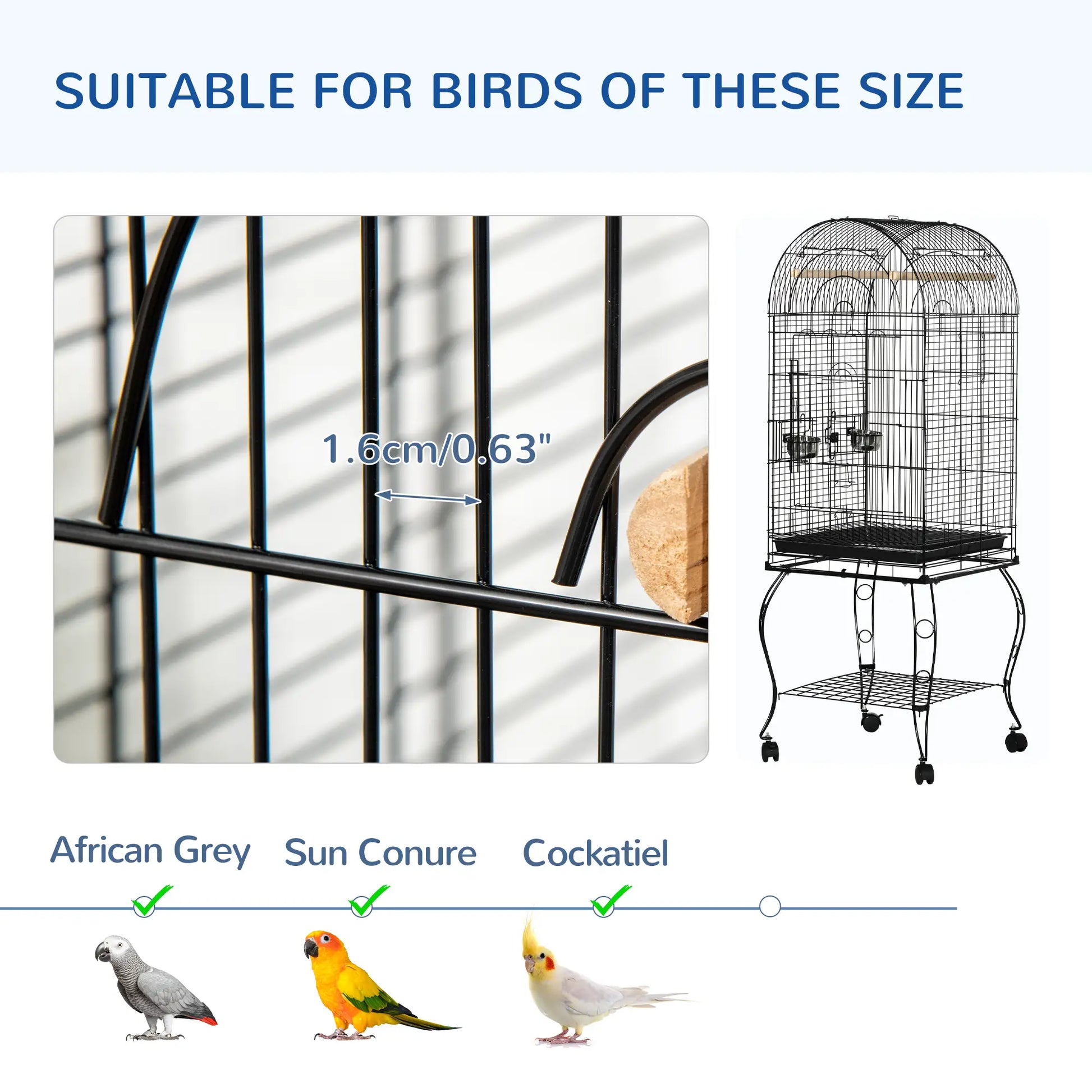 60" Large Bird Cage, Openable Top, Cockatiel, Sun Conure Bird Cages at Gallery Canada
