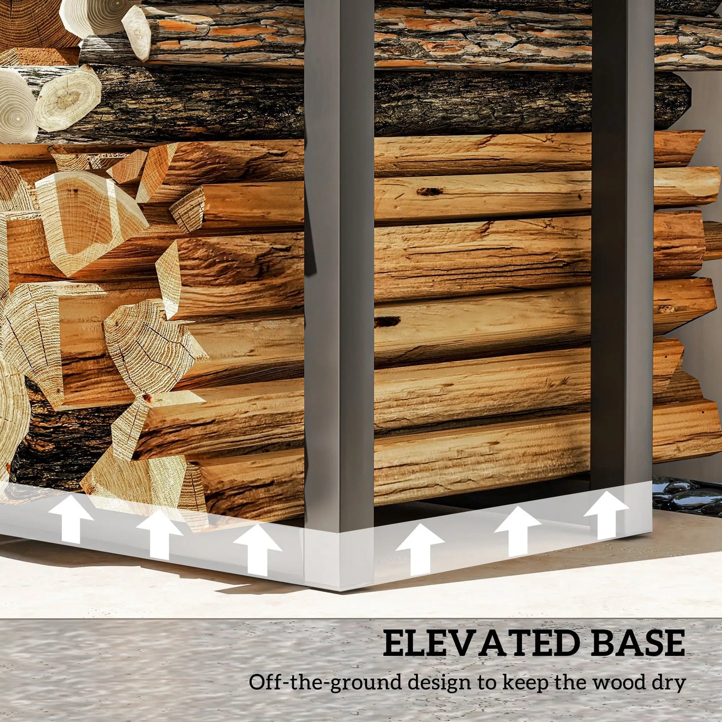 Adjustable Firewood Log Rack, Heavy-Duty Steel, 25.6" x 9.8" x 59.1", Black Firewood Racks at Gallery Canada