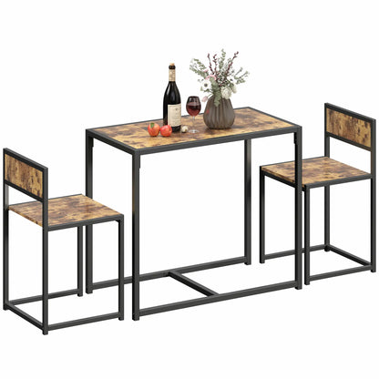 Ensemble de salle à manger industriel pour 2, table de cuisine et chaises