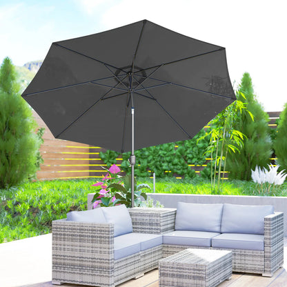 10' x 8' Round Market Umbrella, Crank Handle, Tilt, Grey Sun Umbrellas at Gallery Canada