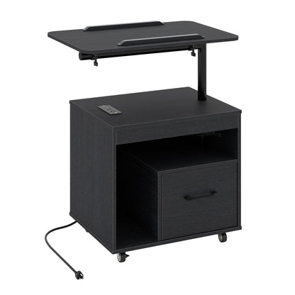 LED Nightstand with Power Outlets, Black Nightstands at Gallery Canada