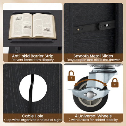 LED Nightstand with Power Outlets, Black Nightstands at Gallery Canada