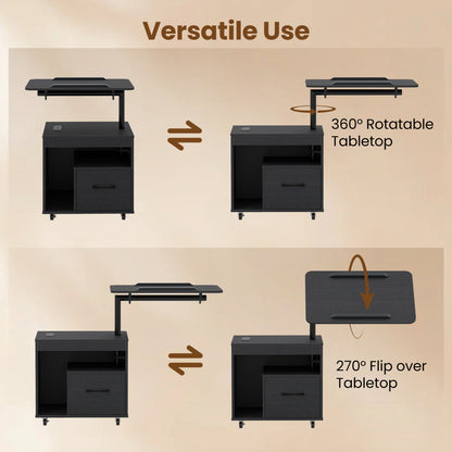 LED Nightstand with Power Outlets, Black Nightstands at Gallery Canada