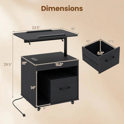 LED Nightstand with Power Outlets, Black Nightstands at Gallery Canada