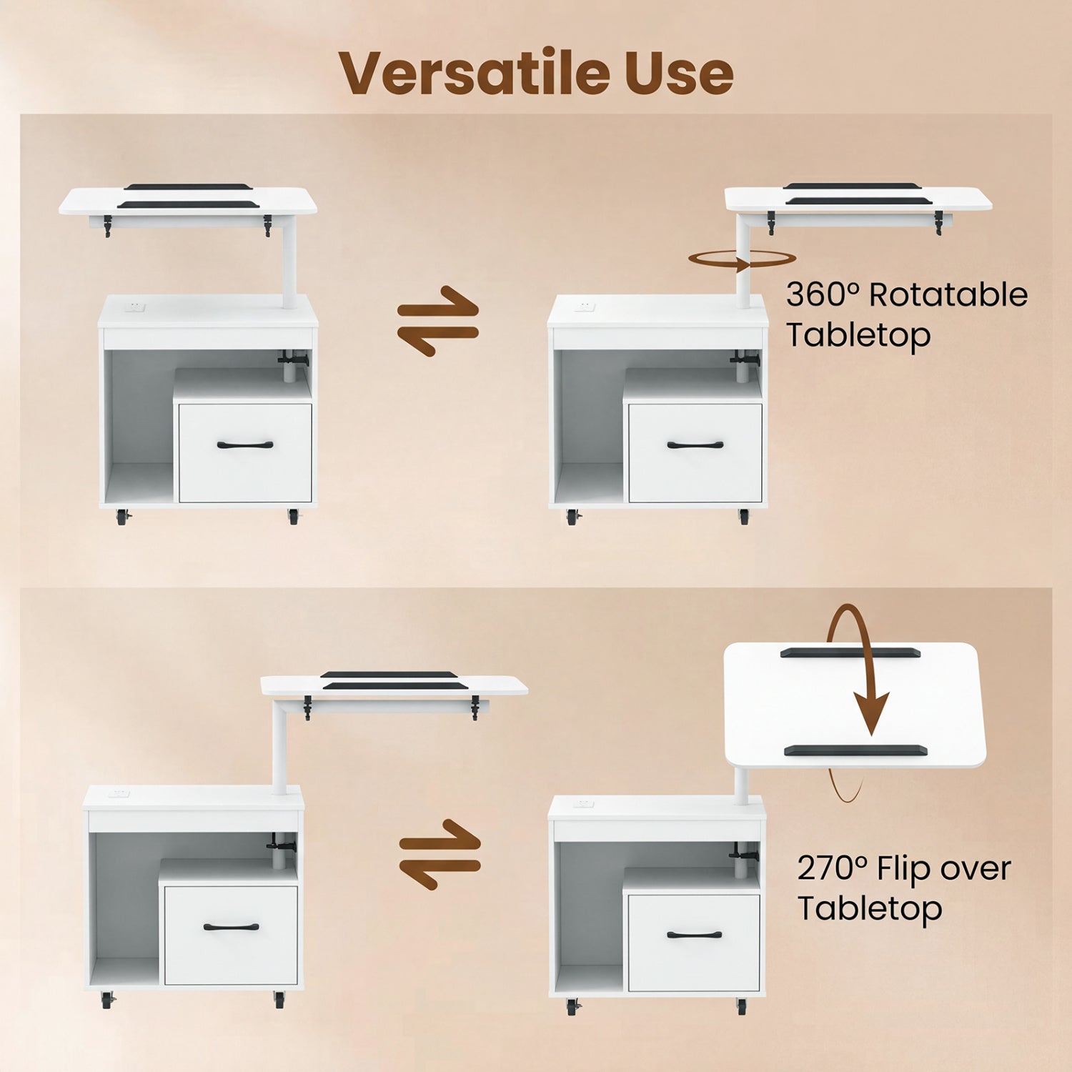 LED Nightstand with Power Outlets, White Nightstands at Gallery Canada