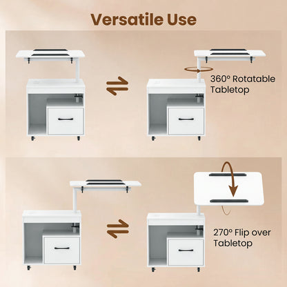 LED Nightstand with Power Outlets, White Nightstands at Gallery Canada