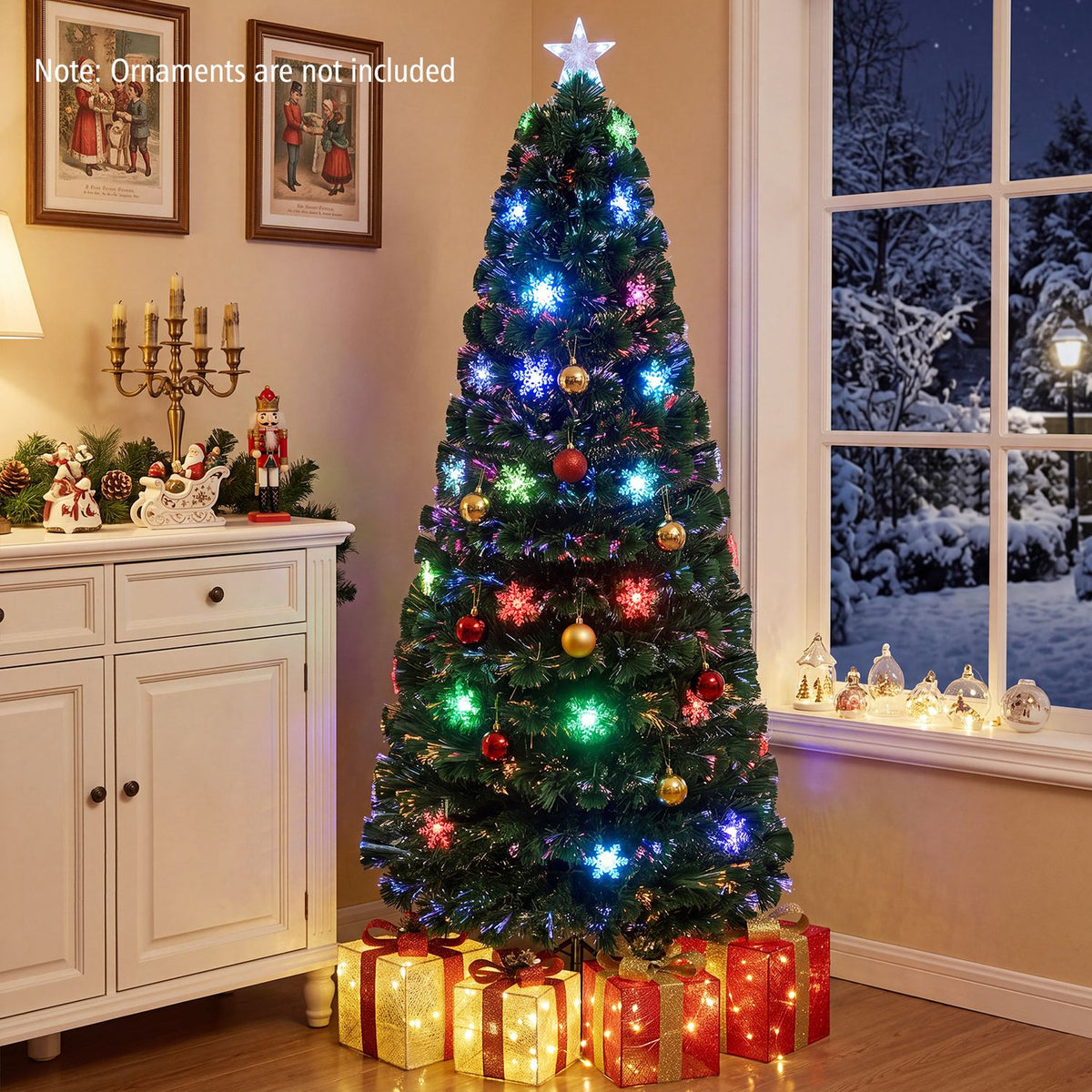 Sapin de Noël artificiel optique LED de 6 pieds, Vert
