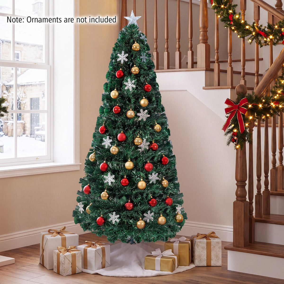 Sapin de Noël artificiel optique LED de 6 pieds, Vert