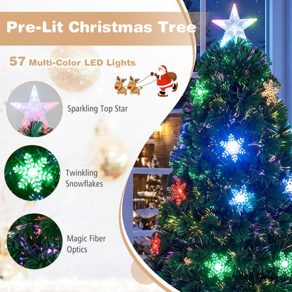 Sapin de Noël artificiel optique LED de 6 pieds, Vert