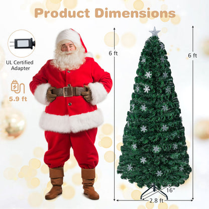 Sapin de Noël artificiel optique LED de 6 pieds, Vert