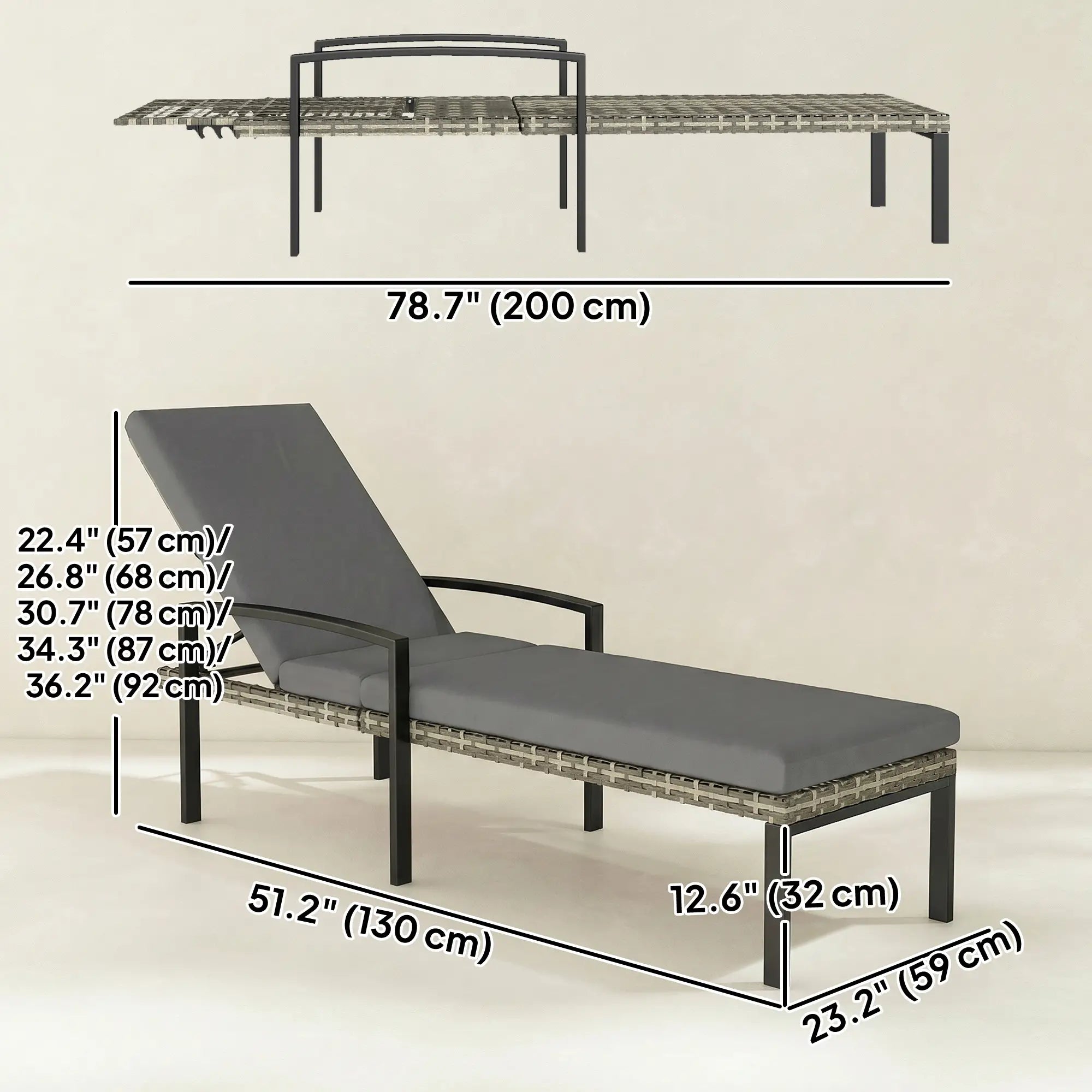 Outdoor Chaise Lounge Chairs, Set of 2 Wicker Patio Chairs, 5-Level Adjustable Backrest Wicker Chaise Loungers at Gallery Canada