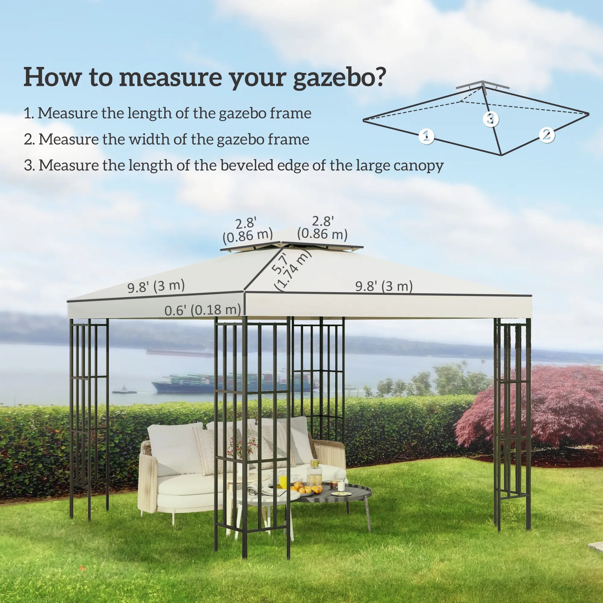 10' x 10' Square 2-Tier Gazebo Canopy, Cream White Gazebo Canopy Replacement at Gallery Canada