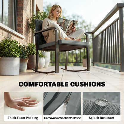3-Piece Rocking Bistro Set, Outdoor Patio Furniture, Grey Bistro Sets at Gallery Canada