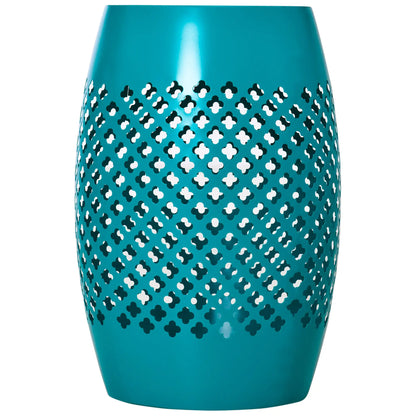 12.5" Steel Round Drum Patio Table, Indoor Outdoor, Teal Patio Dinning Tables Teal at Gallery Canada