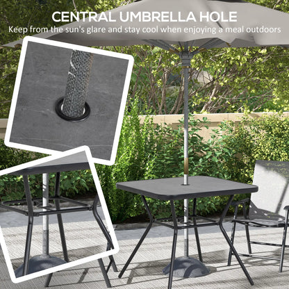Square Outdoor Table, Patio Bistro Coffee Table, Faux-Marbled Top, 42mm Umbrella Hole, Dark Grey Patio Dinning Tables at Gallery Canada