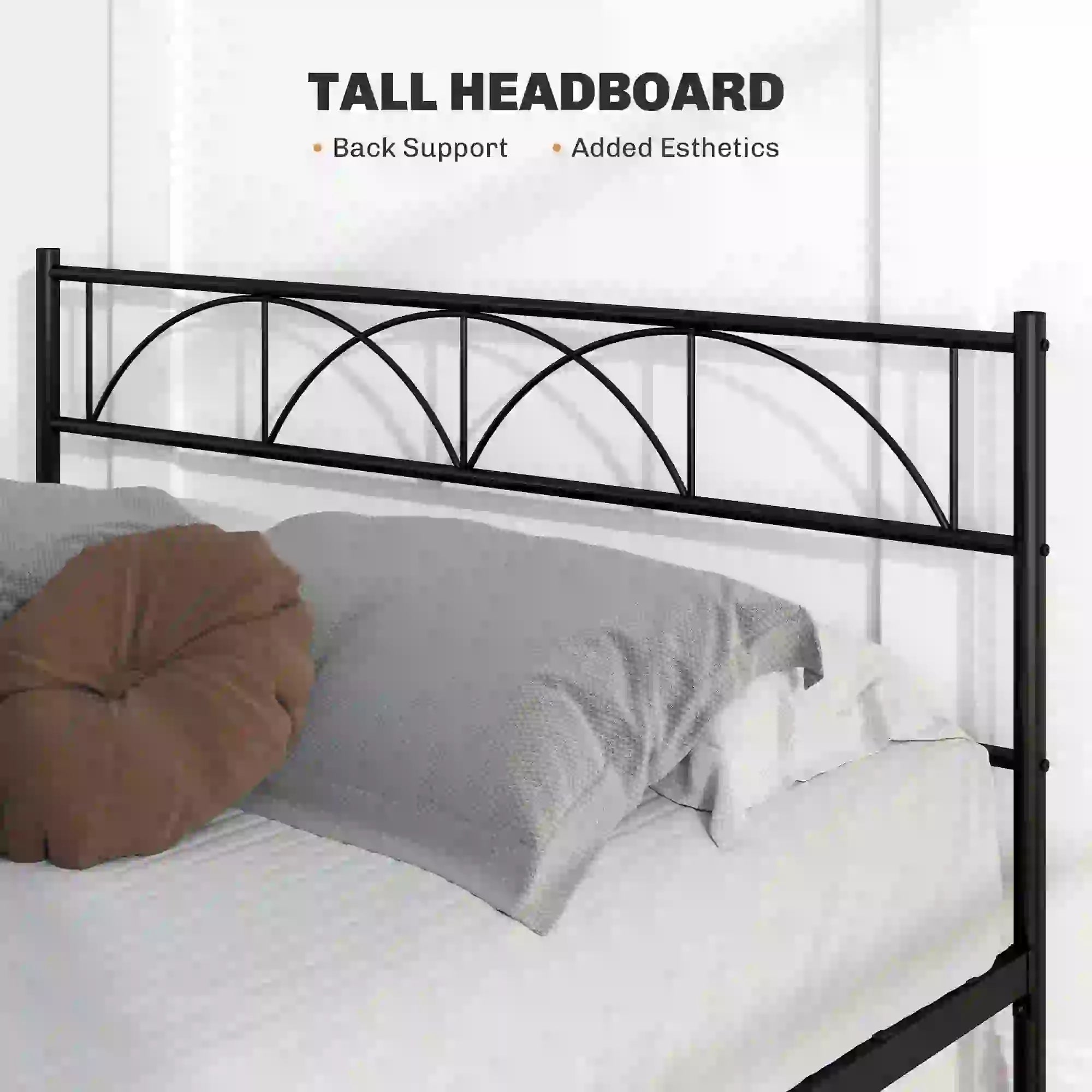Metal Full Platform Bed Frame, Headboard, Steel Slat Support, Underbed Storage Bedroom Furniture at Gallery Canada