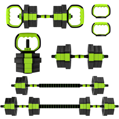 Adjustable Dumbbell Set, 44lbs, Kettlebell Barbell Dumbbell Push-Up Stand, Green Dumbbells & Barbells Green at Gallery Canada