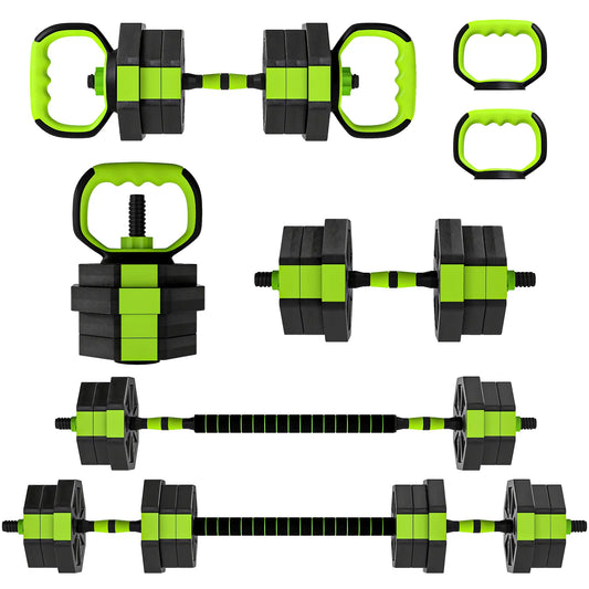 Adjustable Dumbbell Set, 44lbs, Kettlebell Barbell Dumbbell Push-Up Stand, Green Dumbbells & Barbells Green at Gallery Canada