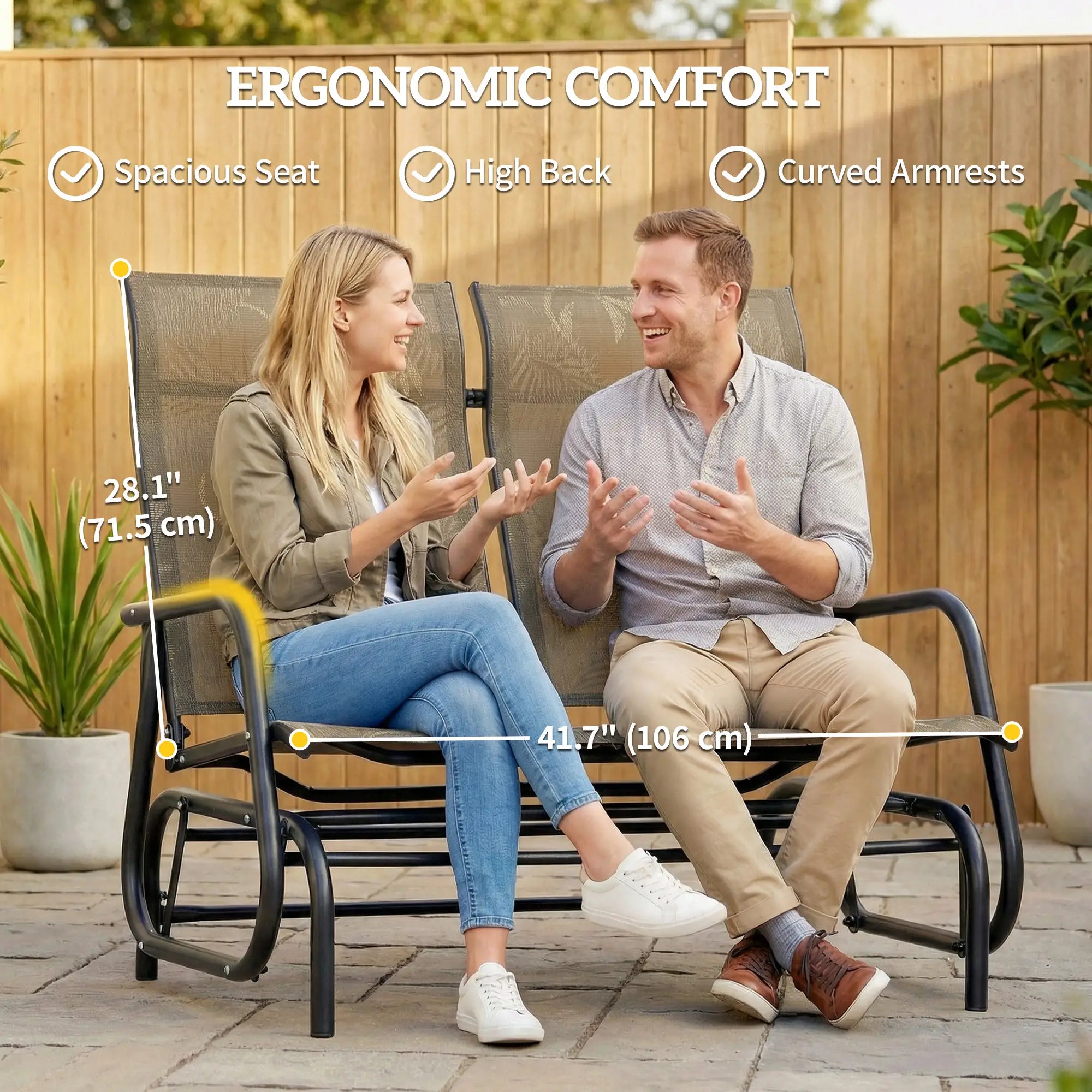 Outdoor Glider Bench, 2 Person, Brown Outdoor Gliders at Gallery Canada