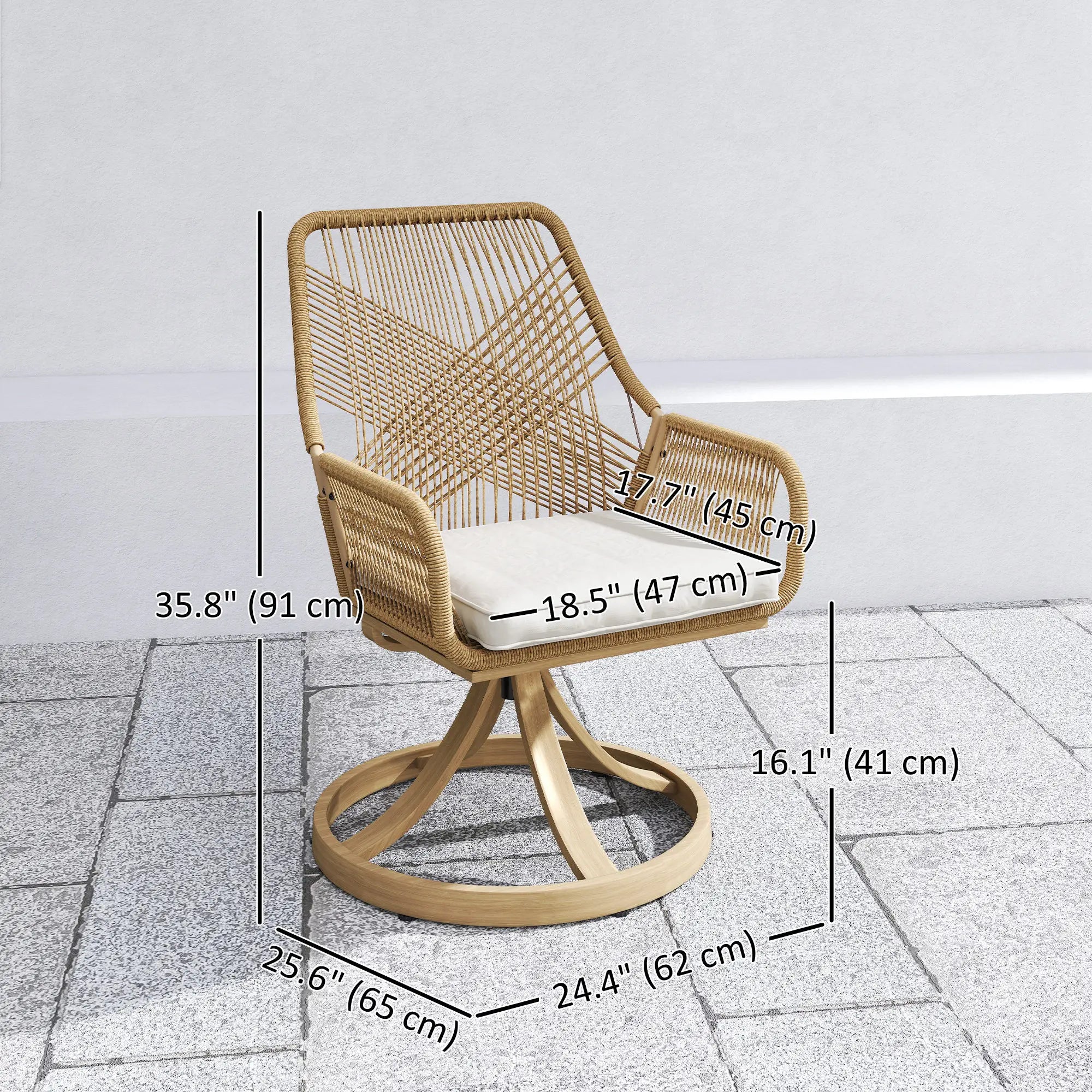 Outdoor Swivel Dining Chairs Set of 2, Patio Rattan with Cushions, Khaki Patio Chairs at Gallery Canada