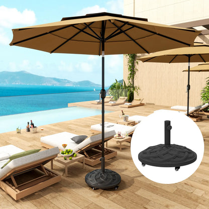Round Patio Umbrella Base With Wheels, 44 Lbs Resin Stand, 1.3"/1.5"/1.9" Poles, Black Umbrella Bases at Gallery Canada