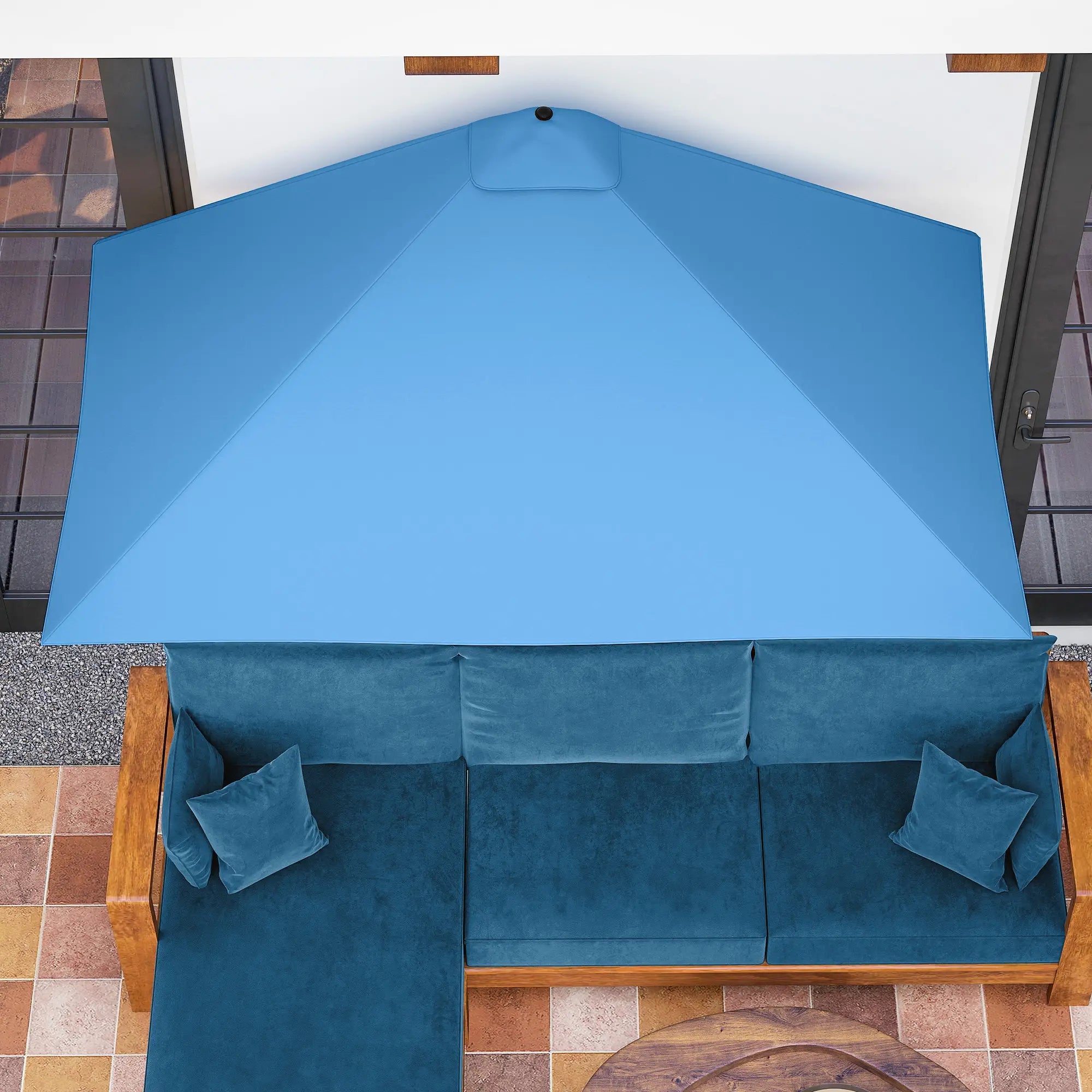 8ft Half Round Umbrella, Patio Garden Sun Shade, 5 Ribs Half Round Umbrellas at Gallery Canada