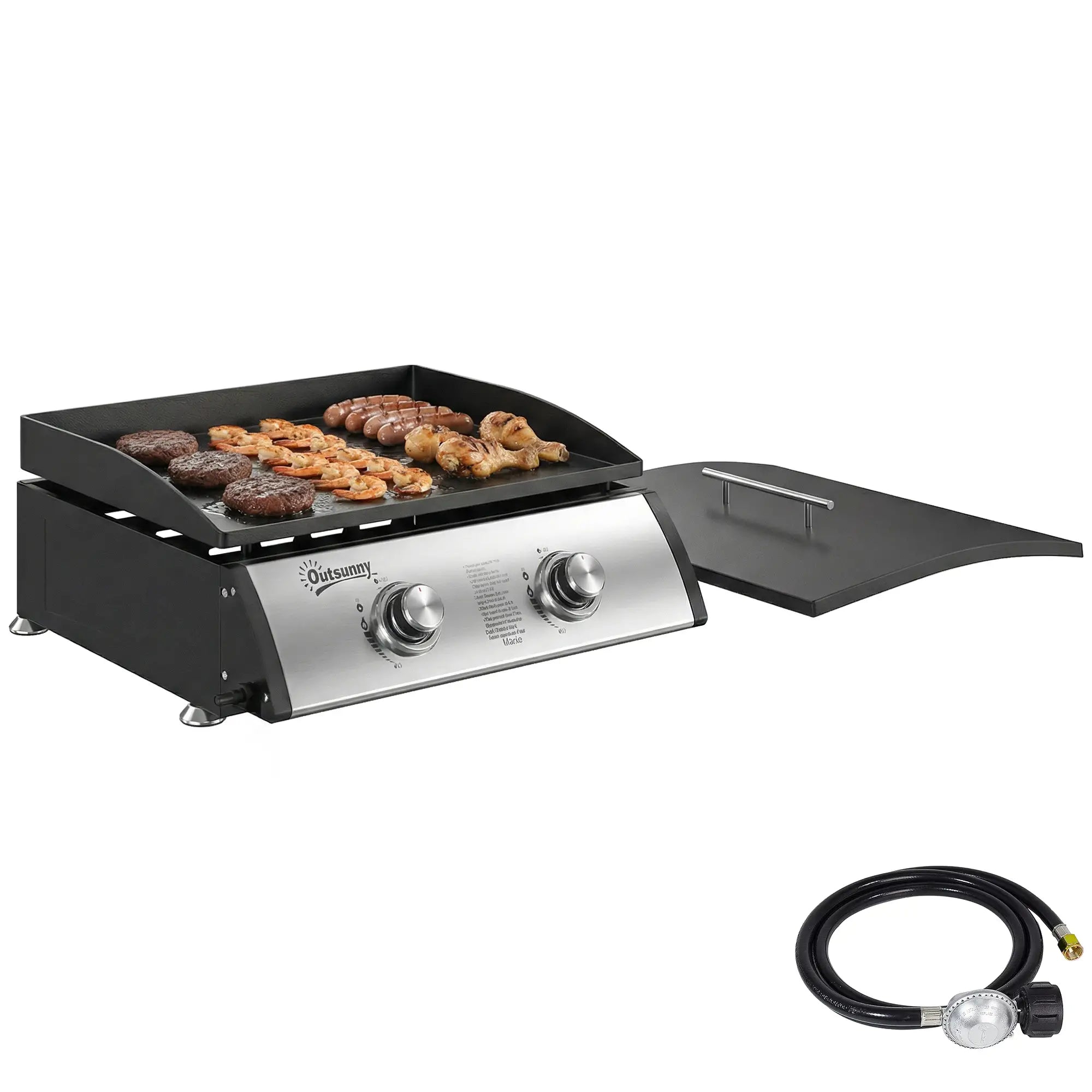2 Burner Gas Grill, Portable Tabletop BBQ, Camping Picnic, Silver Propane Gas Grills at Gallery Canada