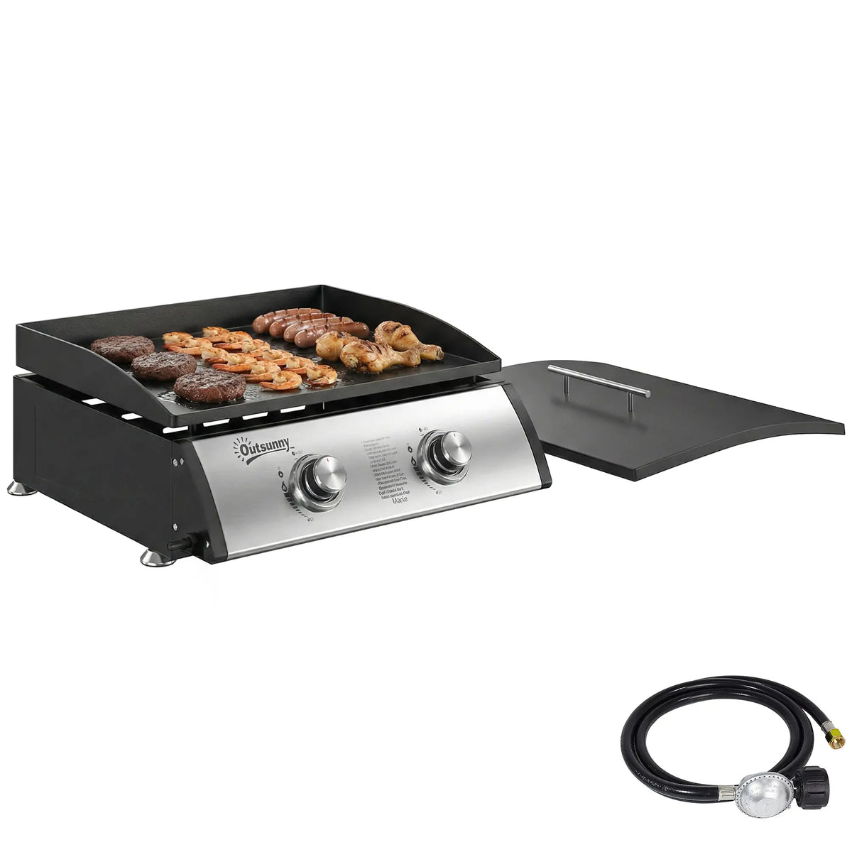 2 Burner Gas Grill, Portable Tabletop BBQ, Camping Picnic, Silver Propane Gas Grills at Gallery Canada