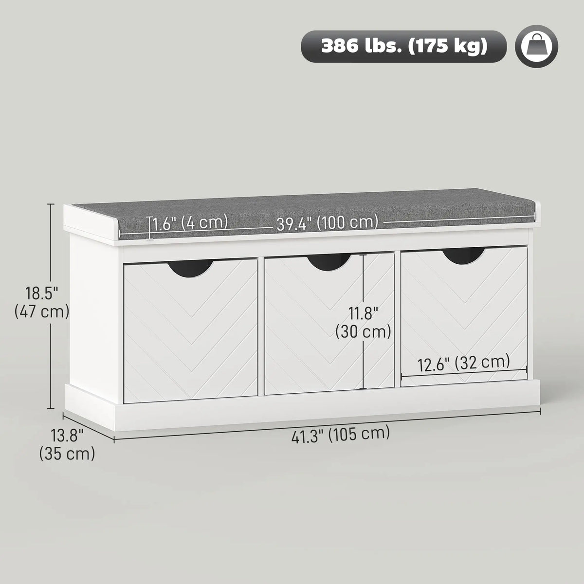 Shoe Storage Bench, 3 Drawers, Padded Seat, White Shoe Storage Cabinets & Racks at Gallery Canada