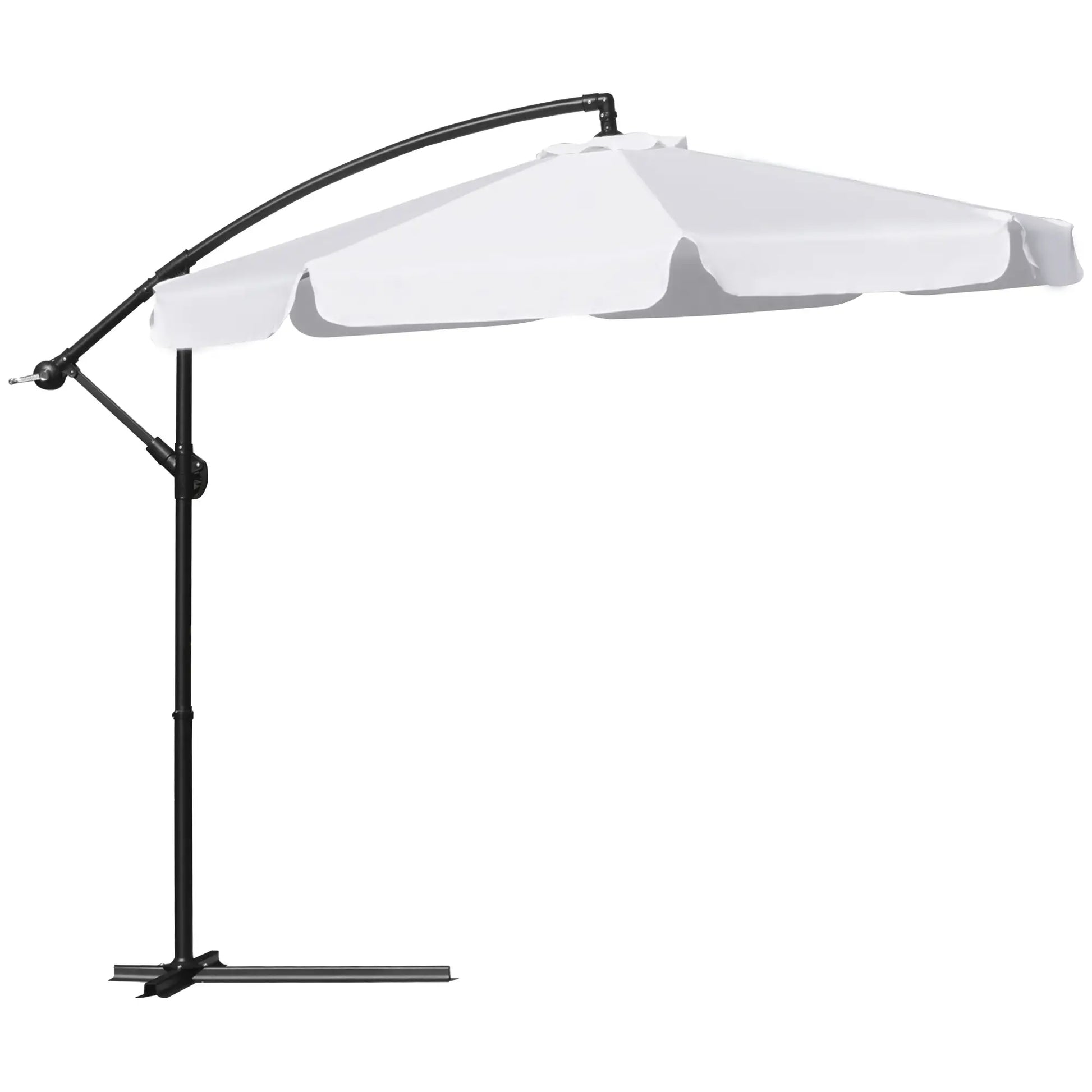 9FT Offset Hanging Patio Umbrella, Easy Tilt, Cross Base, 8 Ribs, White Cantilever Umbrellas at Gallery Canada