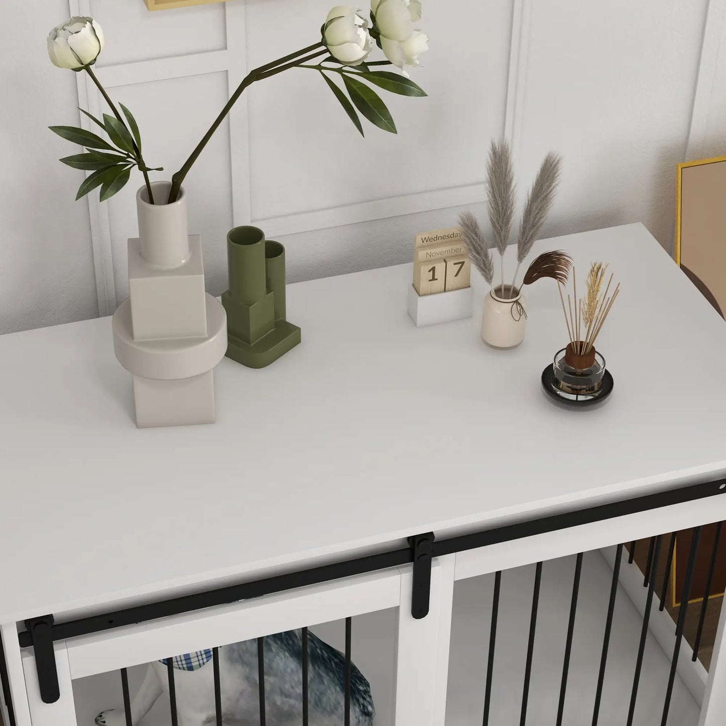 46.5" Dog Crate Furniture, End Side Table for Large Dogs, White Houses, Kennels & Pens at Gallery Canada