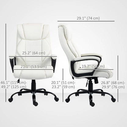 Massage Office Chair, High Back Executive, 6-Point Vibration, Adjustable Height, White Massage Chairs at Gallery Canada