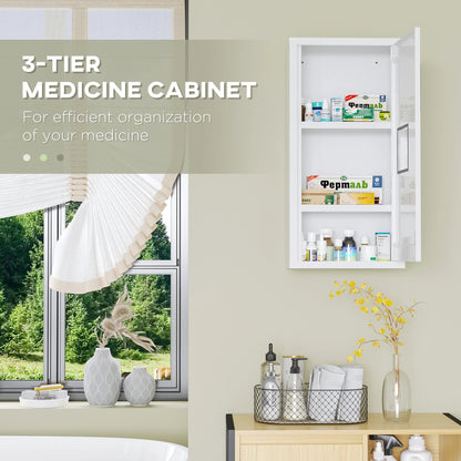 Wall Mount Medicine Cabinet, 2 Shelves, Steel Frame, Magnetic Door, White Mirror Medicine Cabinets at Gallery Canada