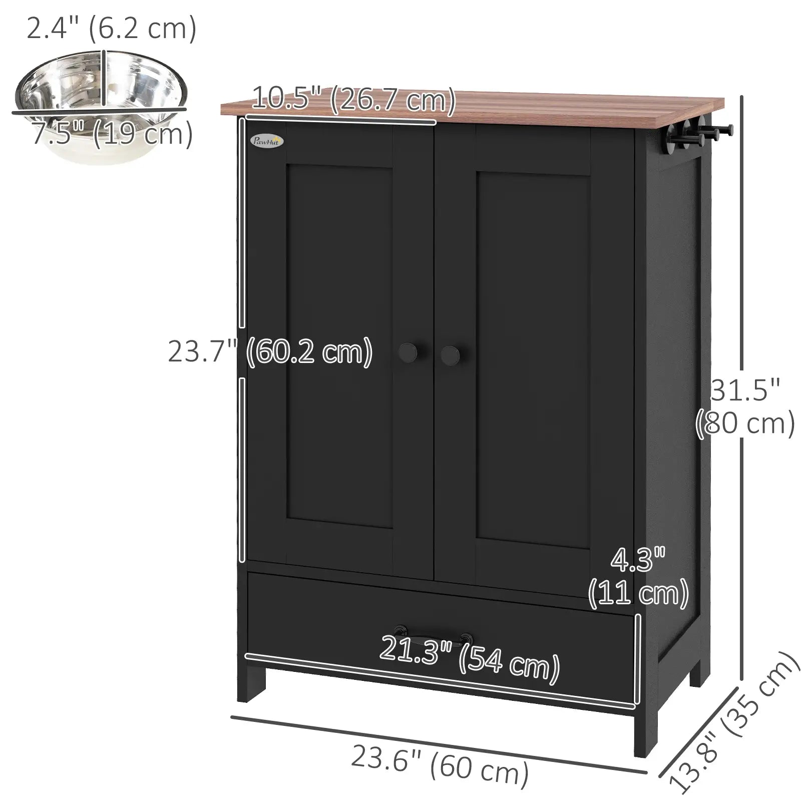 Dog Food Storage Container, Adjustable Panel, Hooks, Medium Size, Black Dog Bowls at Gallery Canada