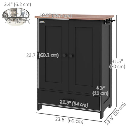 Dog Food Storage Container, Adjustable Panel, Hooks, Medium Size, Black Dog Bowls at Gallery Canada