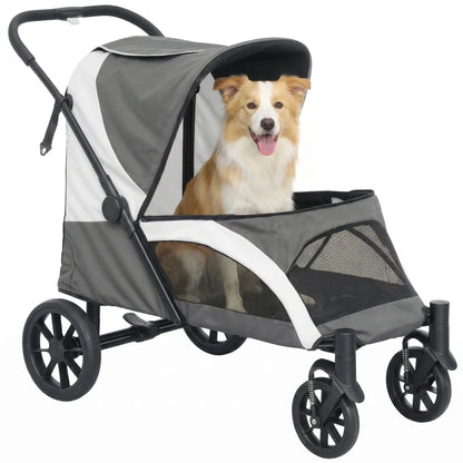 Foldable Pet Stroller For Large Dogs, Four Big Wheels, Dark Grey Dog Bike Trailers & Strollers at Gallery Canada