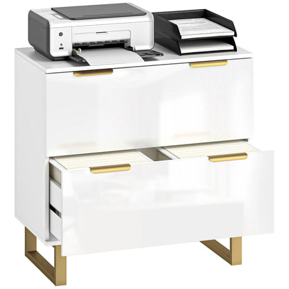 2 Drawer Lateral File Cabinet, Letter/A4/Legal Size, High Gloss White, White Office Cabinets & Cupboards at Gallery Canada
