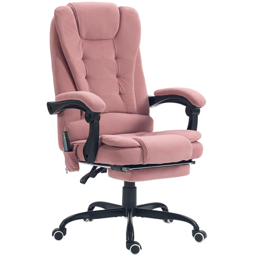 7-Point Vibrating Massage Chair, Reclining with Footrest, Pink