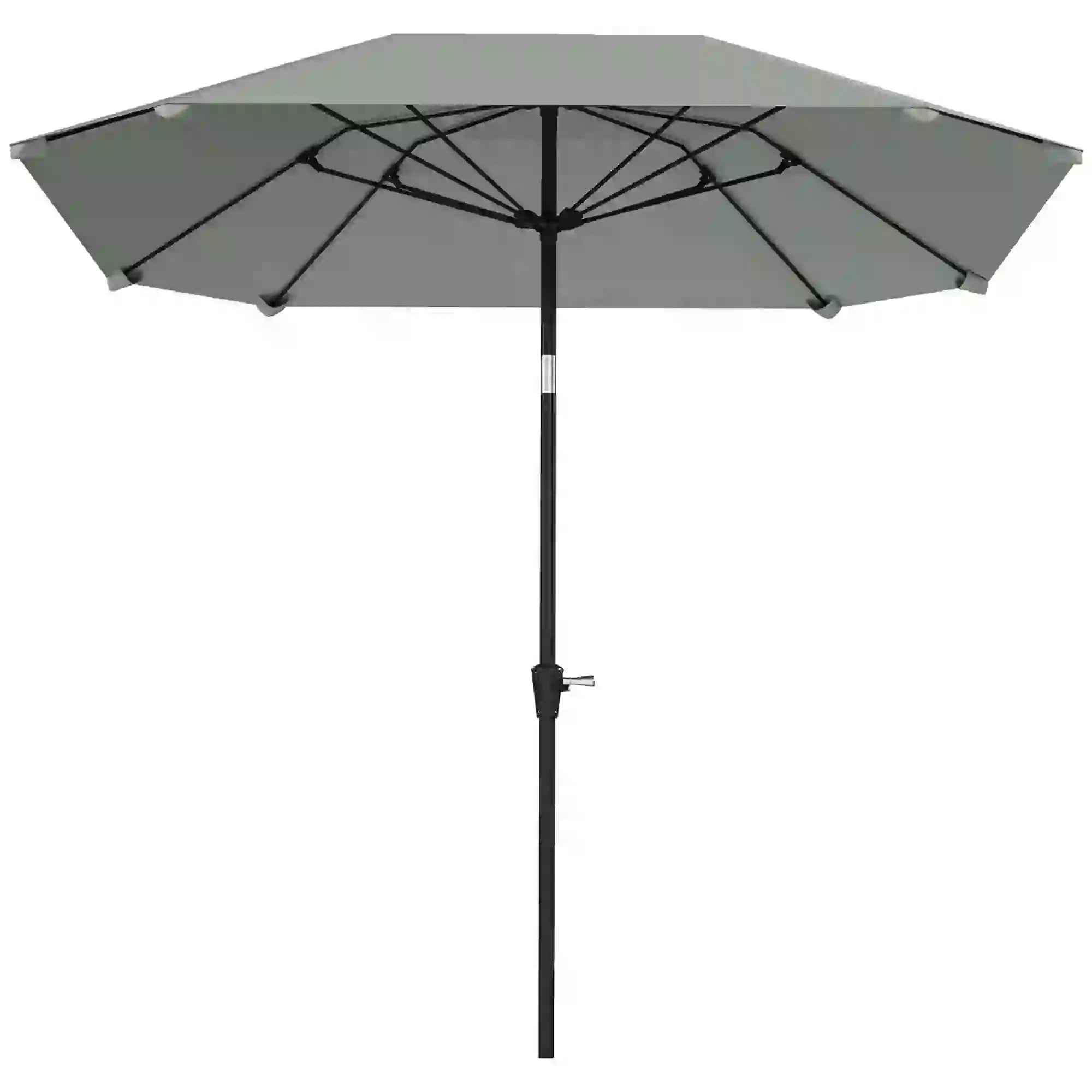 7.6FT Aluminum Patio Umbrella, 8 Ribs, Crank Tilt, Light Grey Sun Umbrellas Light Grey at Gallery Canada