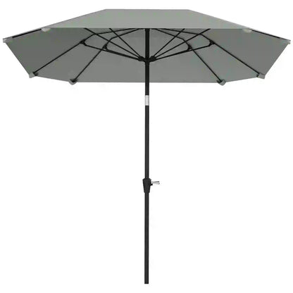 7.6FT Aluminum Patio Umbrella, 8 Ribs, Crank Tilt, Light Grey Sun Umbrellas Light Grey at Gallery Canada