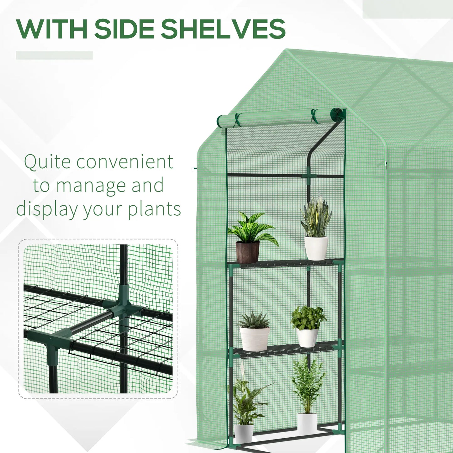 56" x 54" x 74" Walk-In Greenhouse, Portable Garden, 8 Shelves, PE Cover, Green Walk In Greenhouses at Gallery Canada