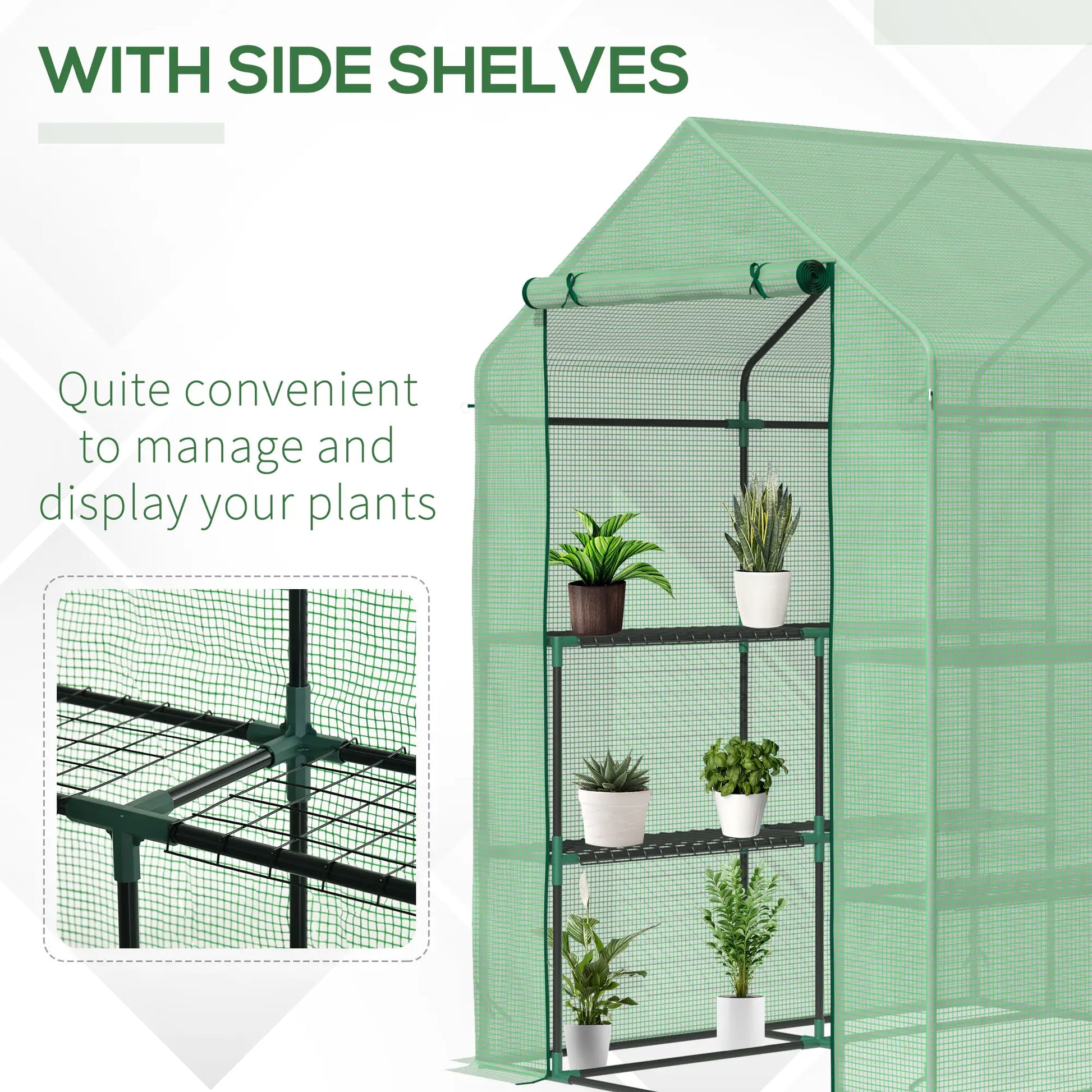56" x 54" x 74" Walk-In Greenhouse, Portable Garden, 8 Shelves, PE Cover, Green Walk In Greenhouses at Gallery Canada