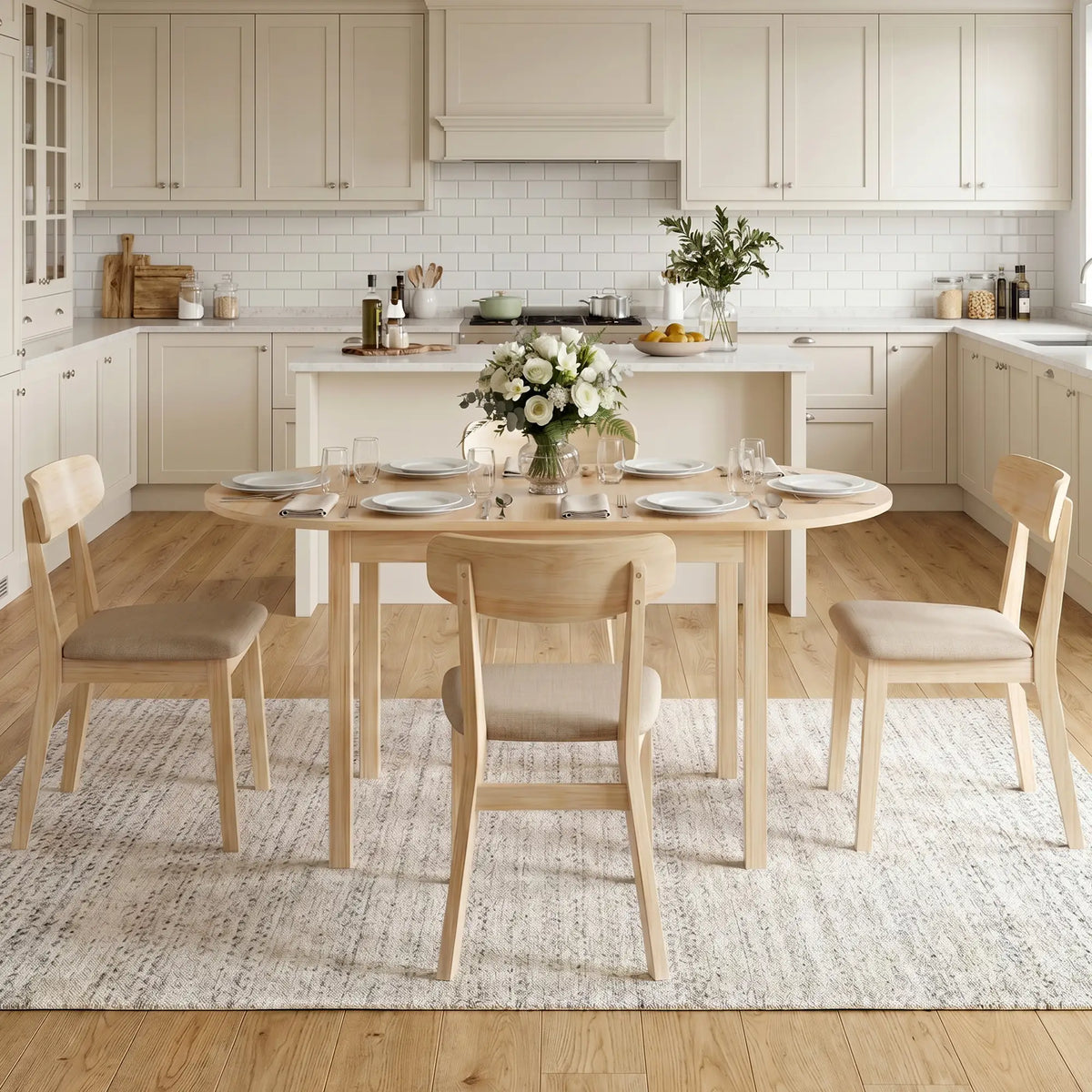 Solid Wood Drop Leaf Kitchen Table, Folding Dining Table, Natural Bar Tables & Dining Tables at Gallery Canada