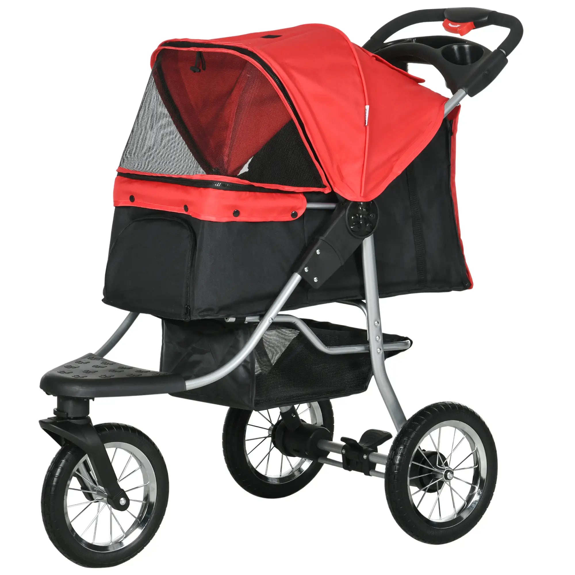 Lightweight Pet Stroller, 3-Rubber Wheels, Adjustable Canopy, Zippered Mesh, Red Dog Bike Trailers & Strollers at Gallery Canada