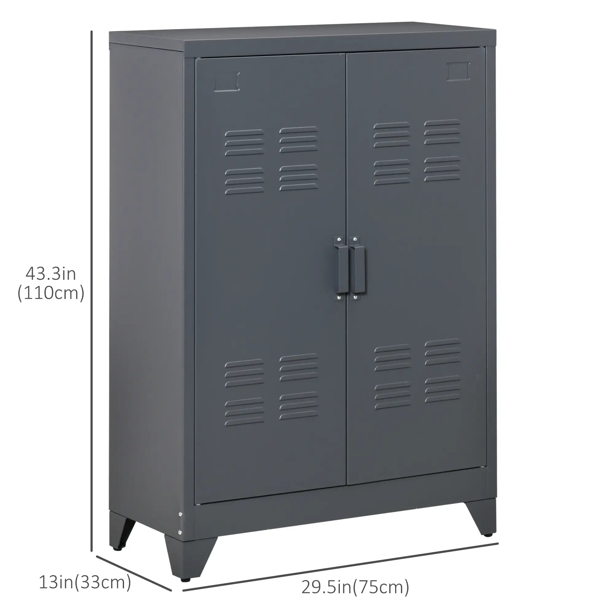 Metal Storage Cabinet, 2 Louvered Doors, Adjustable Shelves, Grey Storage Cabinets at Gallery Canada