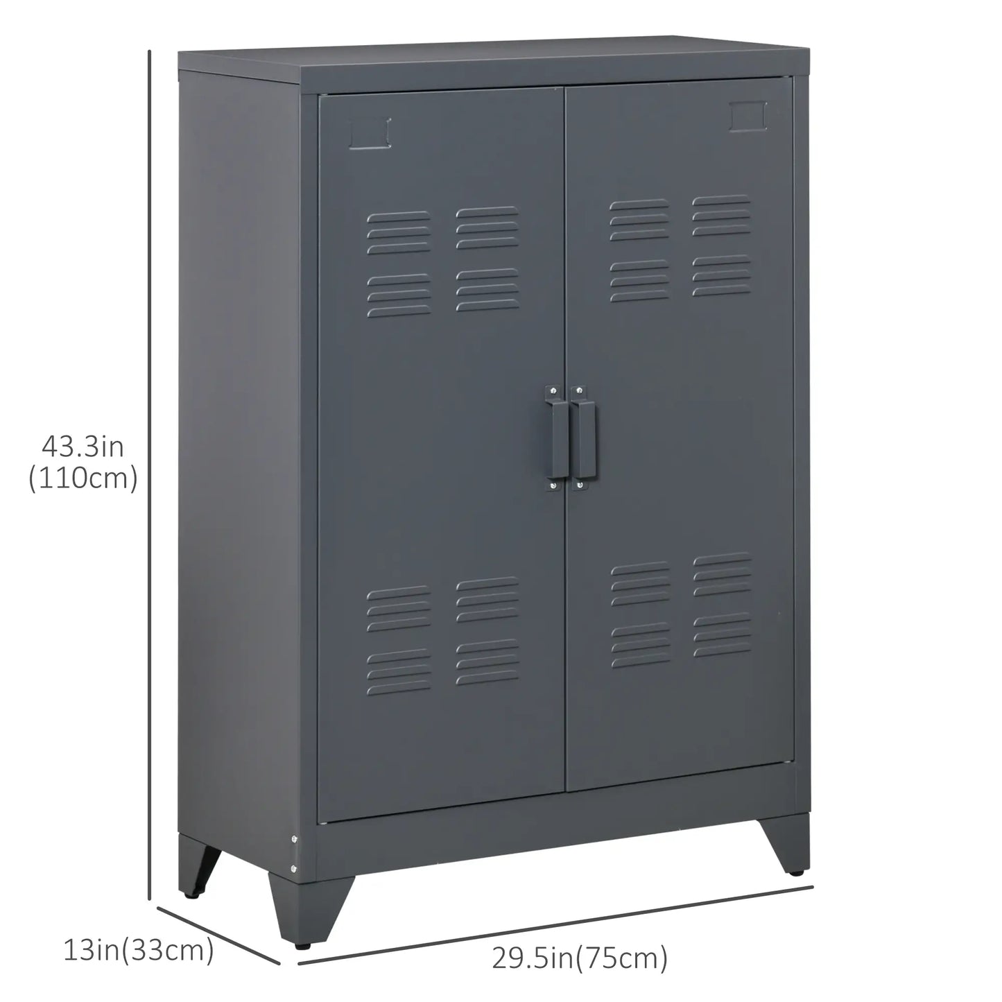 Metal Storage Cabinet, 2 Louvered Doors, Adjustable Shelves, Grey Storage Cabinets at Gallery Canada