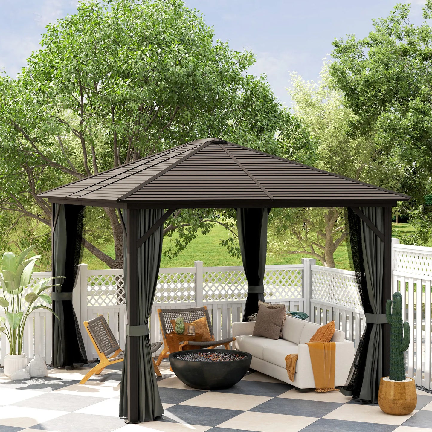10' x 12' Hardtop Gazebo, Metal Roof, Aluminum Frame, Grey Gazebos at Gallery Canada