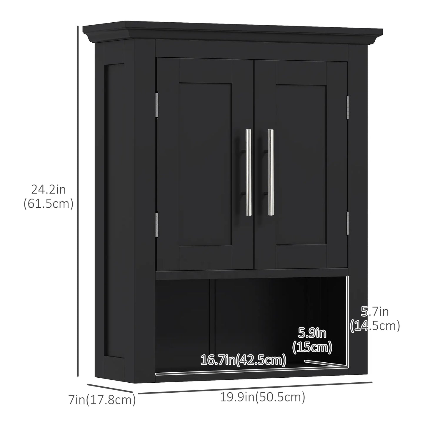 Bathroom Wall Cabinet, Medicine Storage with Shelf, Black Bathroom Cabinets at Gallery Canada
