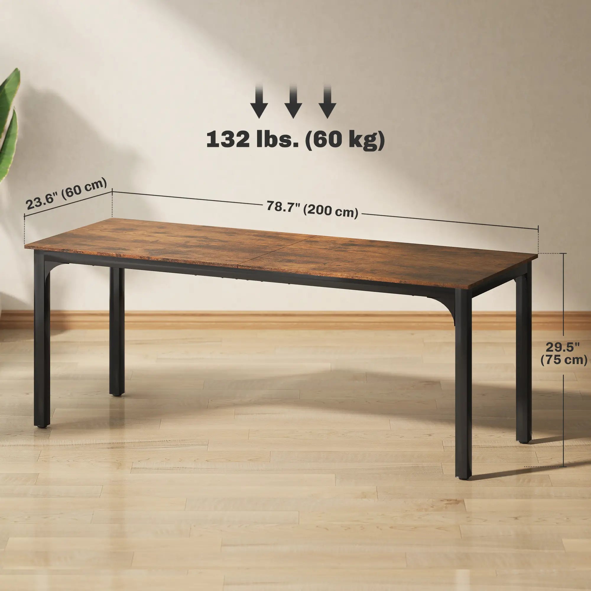 79 Inch Computer Desk, Metal Legs, Rustic Brown Computer Desks at Gallery Canada