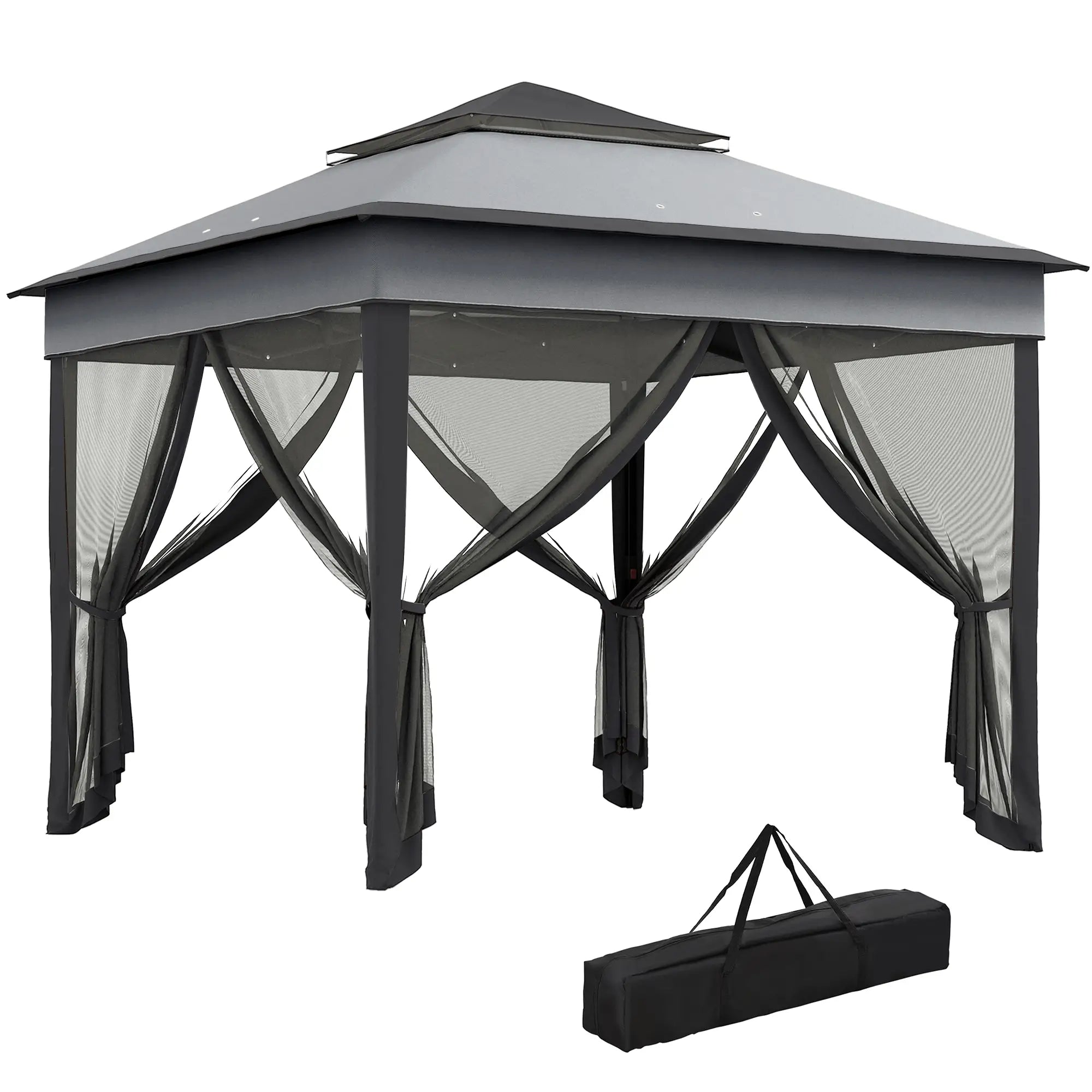 10.7 x 10.7ft Pop Up Gazebo, Adjustable Sun Shelter, Dark Grey Pop Up Canopies at Gallery Canada